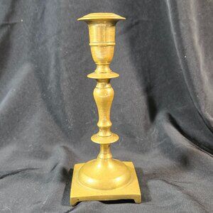 Vtg Solid Brass Candlestick Holder 7" Colonial Style MCM Pillar Taper Candles